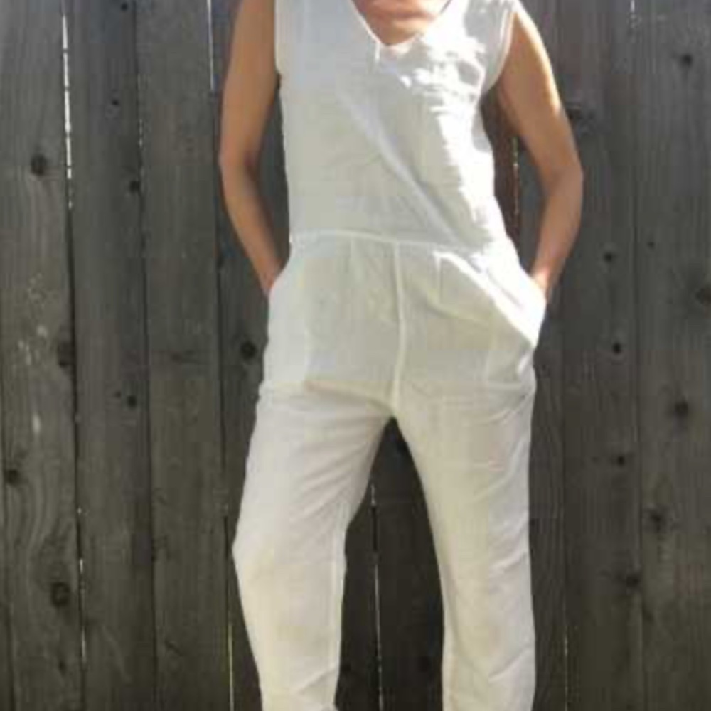 OZMA Cream Straight Leg Jumpsuit